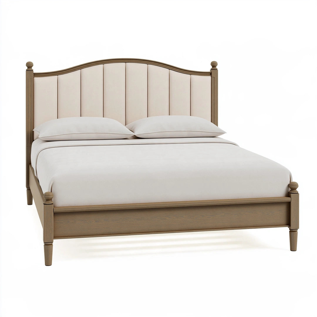 Letto matrimoniale 160 x 200 cm in legno marrone con testiera imbottita classica