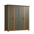 Armadio guardaroba 200x60x200 cm in legno verde oliva e marrone stile rustico con 4 ante