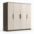Armadio 180 x 60 x 200 cm in legno beige e marrone a 4 ante stile moderno