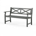 Panca da giardino 120 x 60 x 85 cm in acciaio grigio antracite con schienale a croce