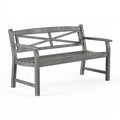 Panchina da giardino 122 x 61 x 88 cm in metallo grigio con schienale a croce