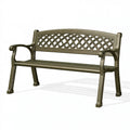 Panchina da giardino 122 cm in metallo verde bronzo - schienale intrecciato