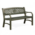 Panca da giardino 122 x 61 x 88 cm in metallo verde scuro stile classico