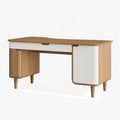 Scrivania 160 x 60 x 75 cm in legno marrone e bianco con pannelli scanalati