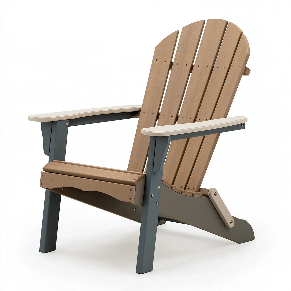 Sedia Adirondack da esterno 83 x 92 x 98 cm in materiale sintetico effetto legno beige e grigio