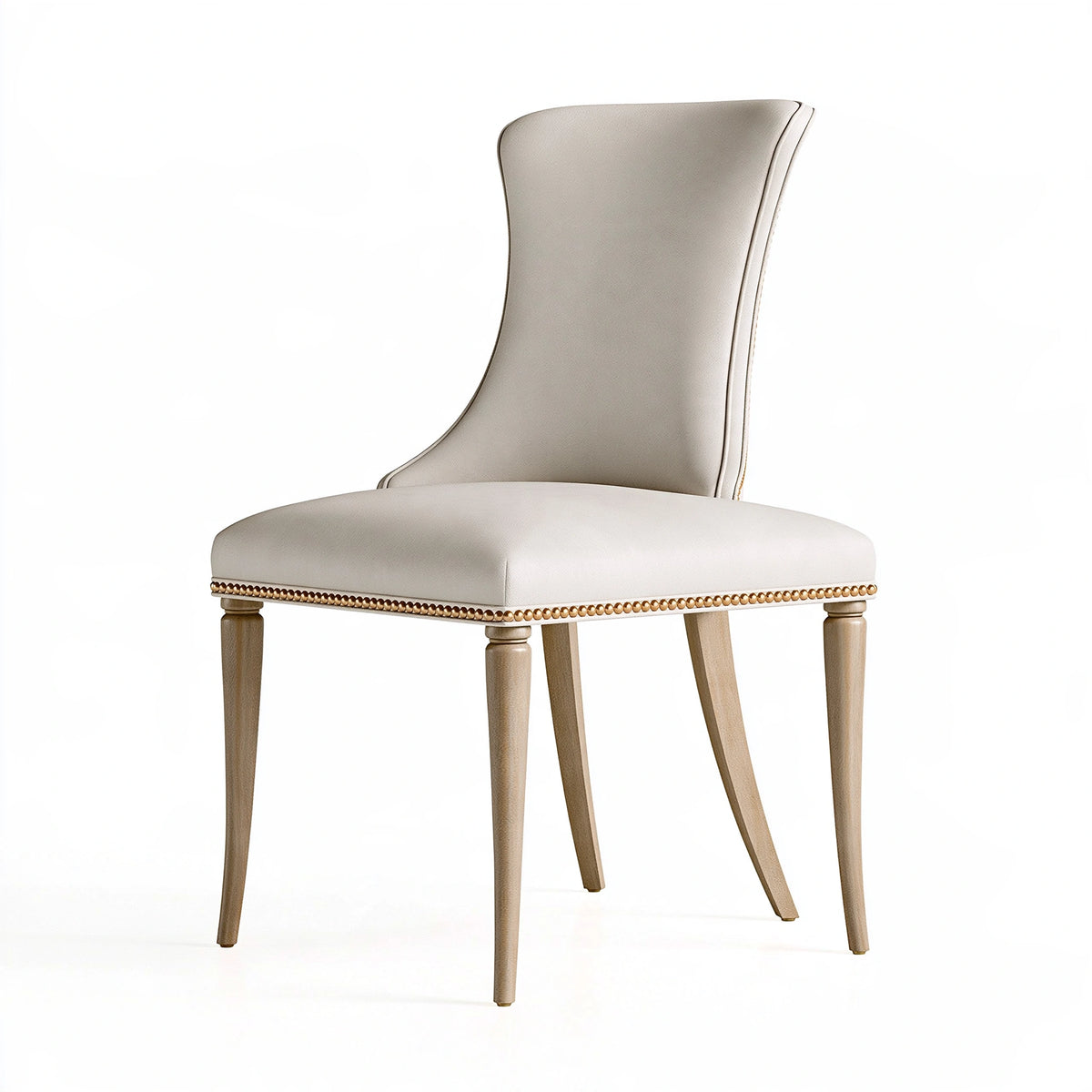 Sedia da pranzo 52 x 62 x 102 cm in tessuto beige con gambe in legno stile classico