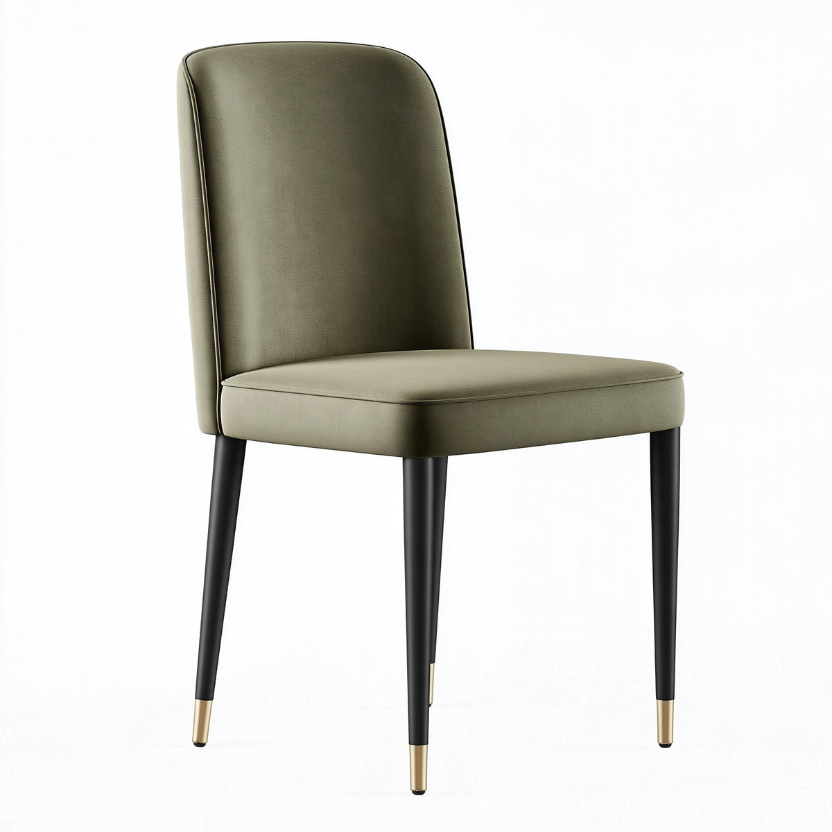 Sedia da pranzo 50 x 60 x 95 cm in tessuto verde oliva con gambe in metallo stile moderno